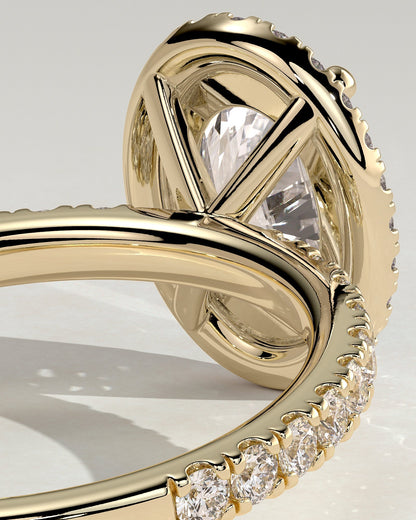 Oval Halo & Pave Lab Grown Diamond Engagement Ring