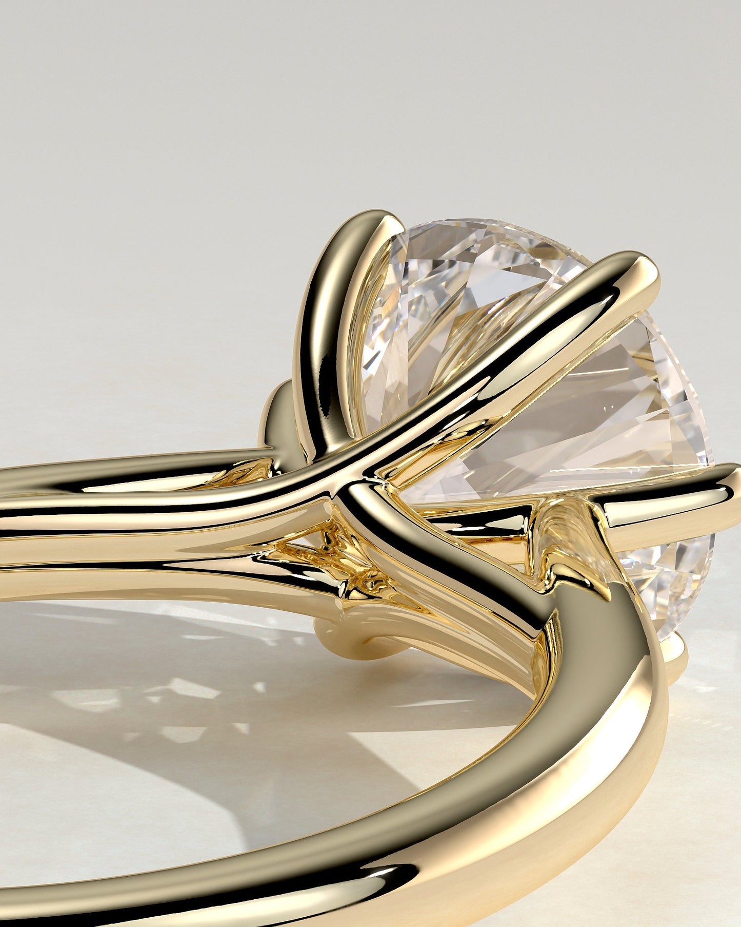 Round Solitaire & Cathedral Lab Grown Diamond Engagement Ring