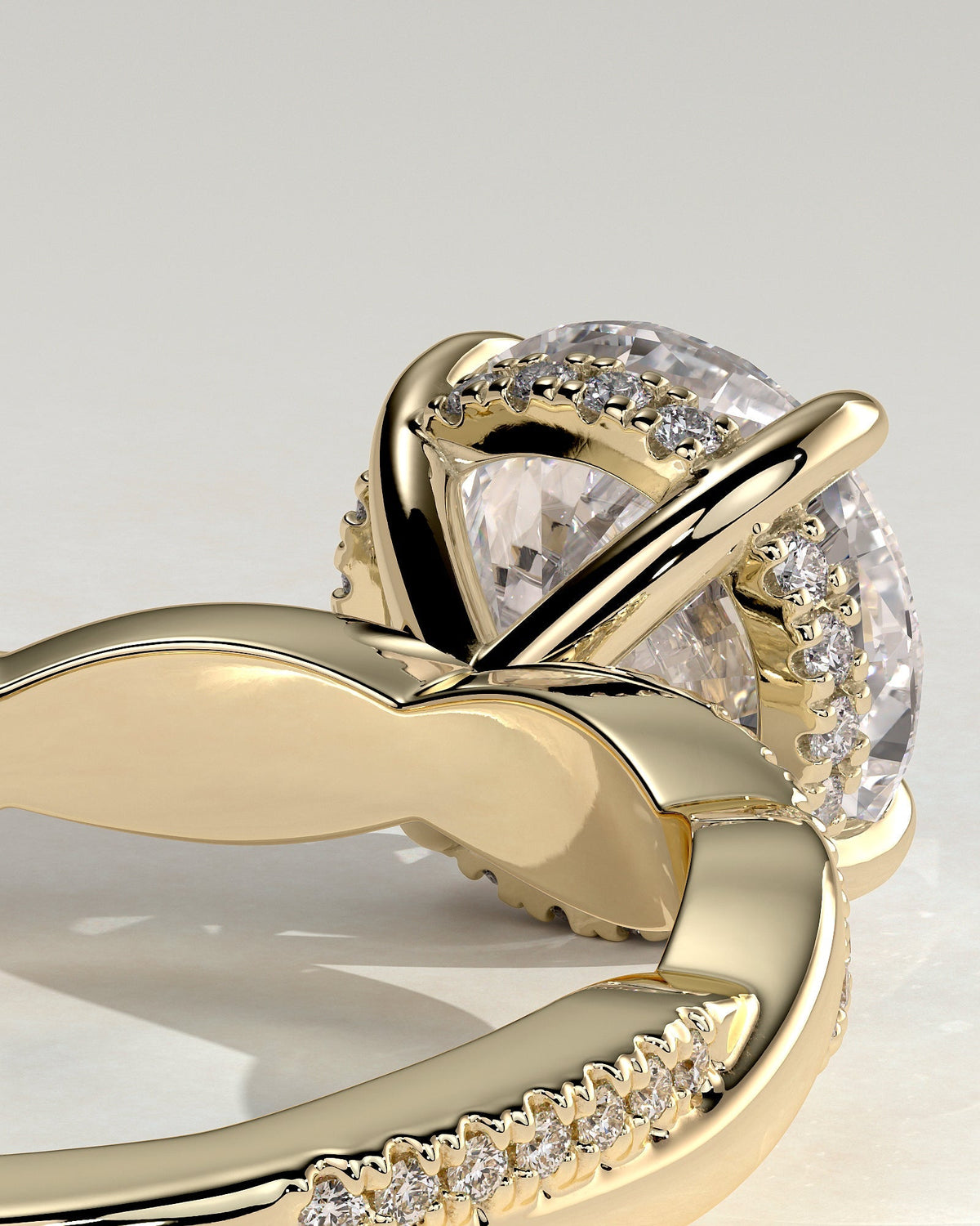 Round Twisted Pave Lab Grown Diamond Engagement Ring
