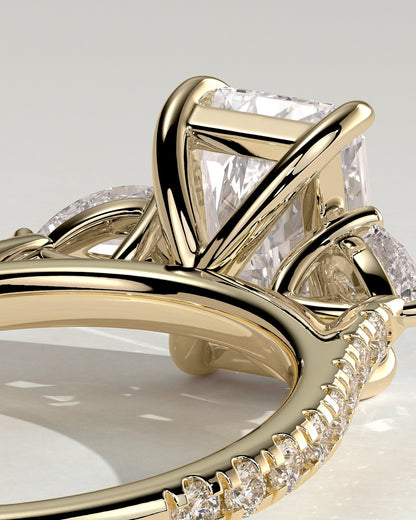 Radiant Pave and Three Stones Lab Grown Diamond Engagement Ring