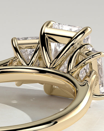 Radiant Three Stones Lab Grown Diamond Engagement Ring