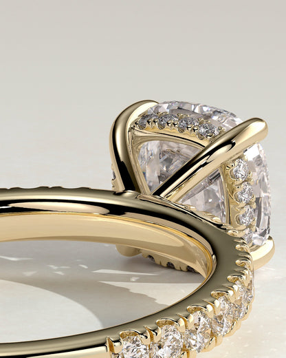 Cushion Hidden Halo & Pave Lab Grown Diamond Engagement Ring