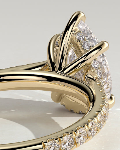Pear Hidden Halo and Pave Lab Grown Diamond Engagement Ring