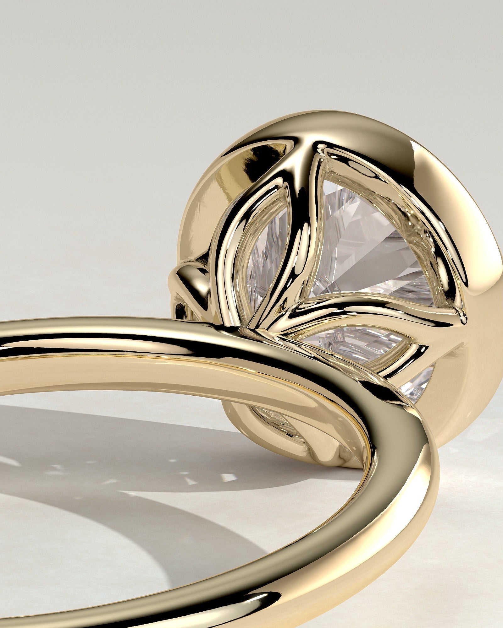 Round Bezel Solitaire Lab Grown Diamond Engagement Ring