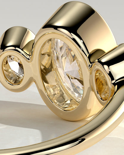 Oval Three Stones Bezel Lab Grown Diamond Engagement Ring