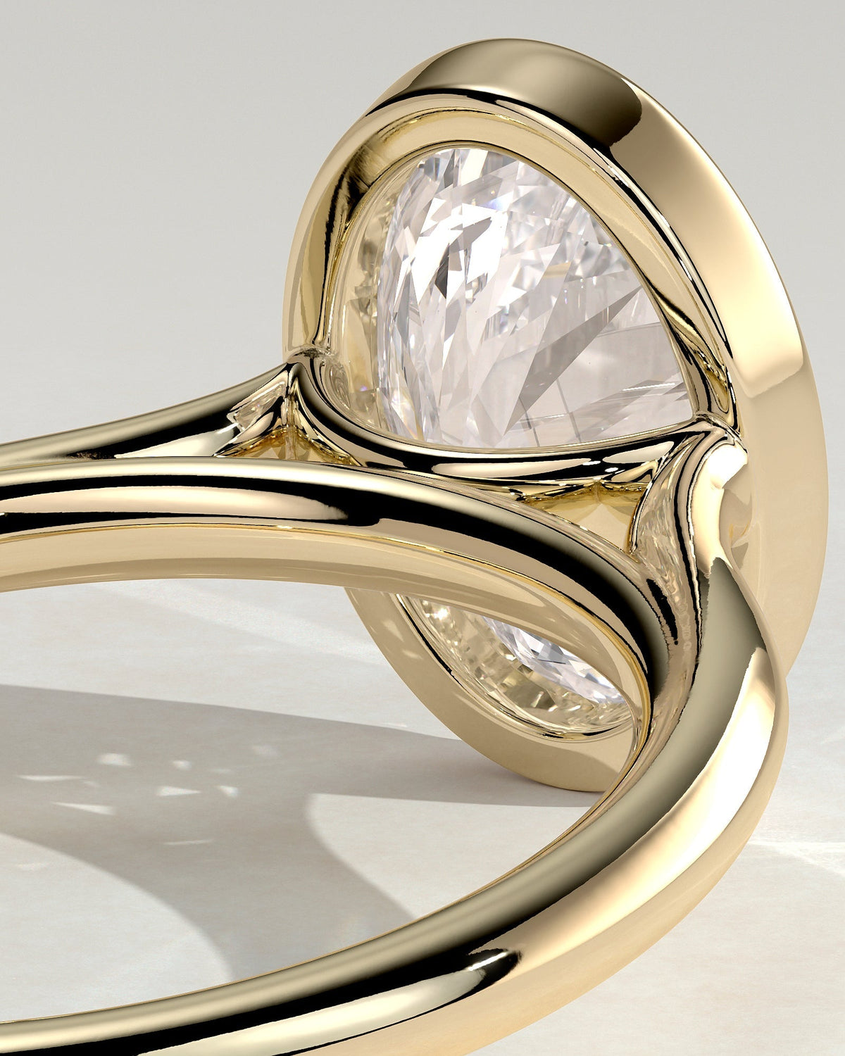 Oval Bezel Solitaire Lab Grown Diamond Engagement Ring