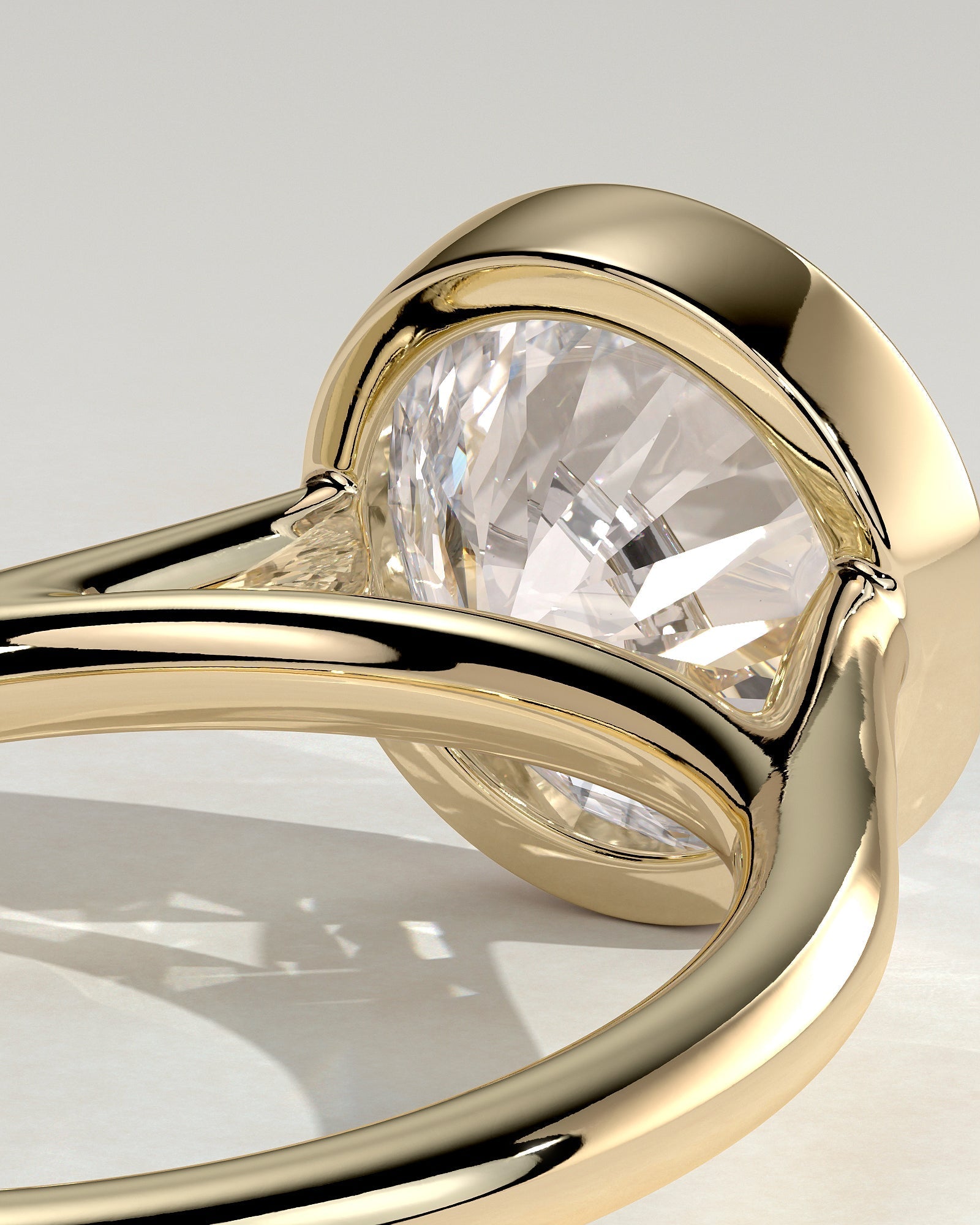 Round Bezel Solitaire Lab Grown Diamond Engagement Ring