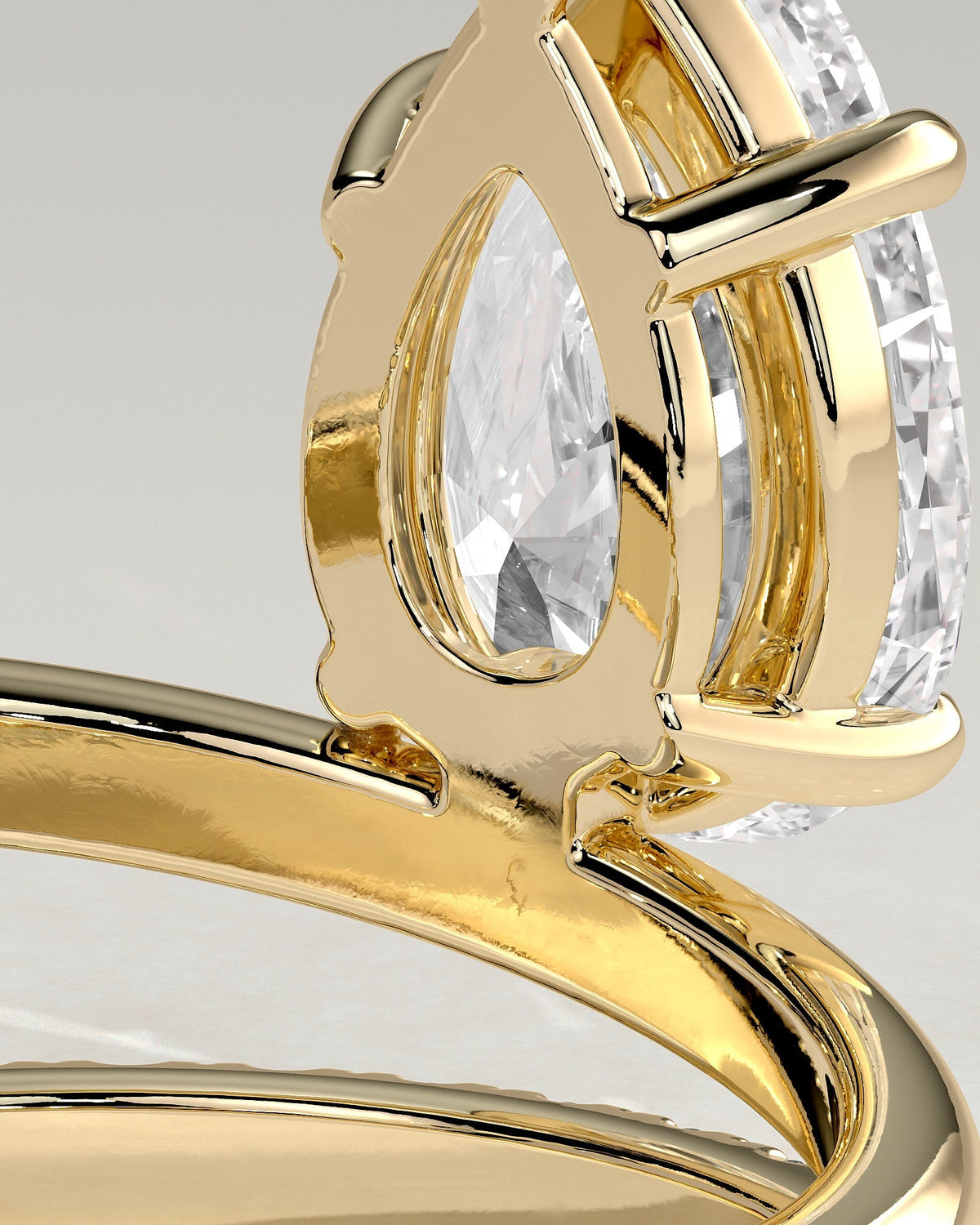 Pear Double Shank Pave Lab Grown Diamond Engagement Ring