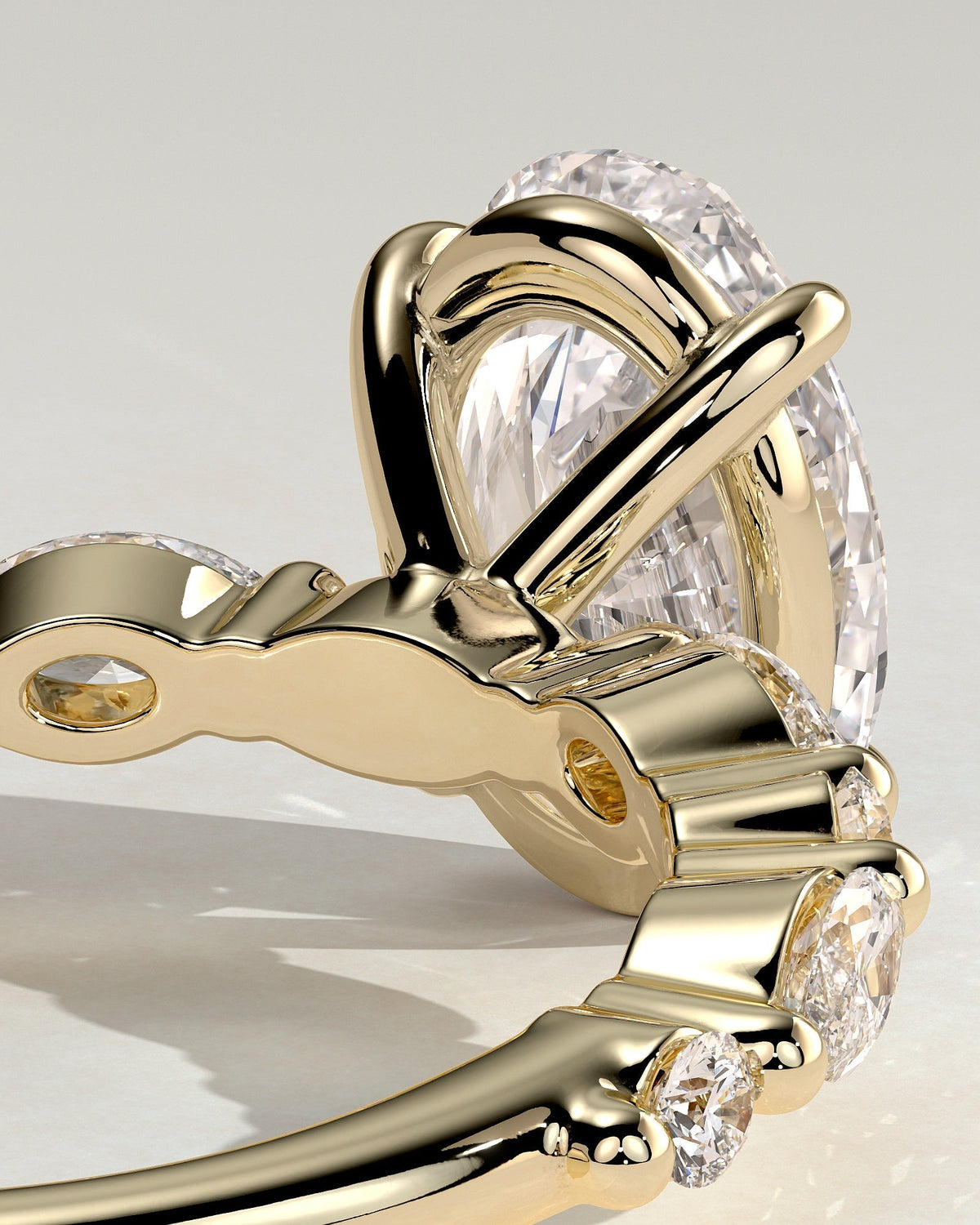 Oval Alternating Pave Lab Grown Diamond Engagement Ring