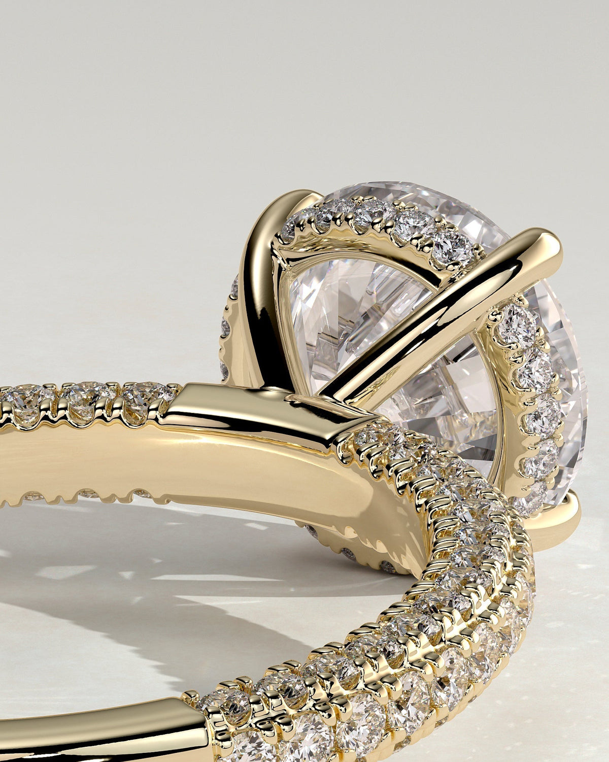 Round Hidden Halo and Triple Pave Lab Grown Diamond Engagement Ring