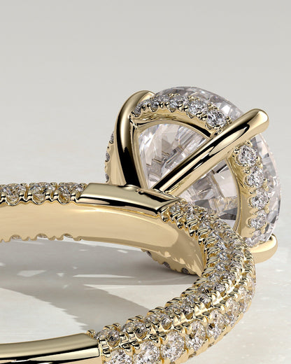 Round Hidden Halo and Triple Pave Lab Grown Diamond Engagement Ring