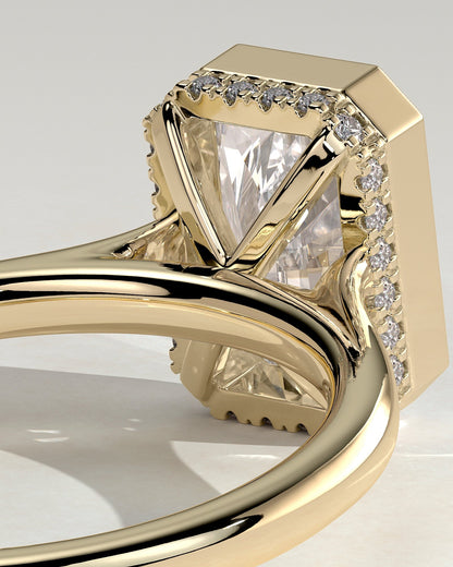Radiant Hidden Halo and Bezel Lab Grown Diamond Engagement Ring