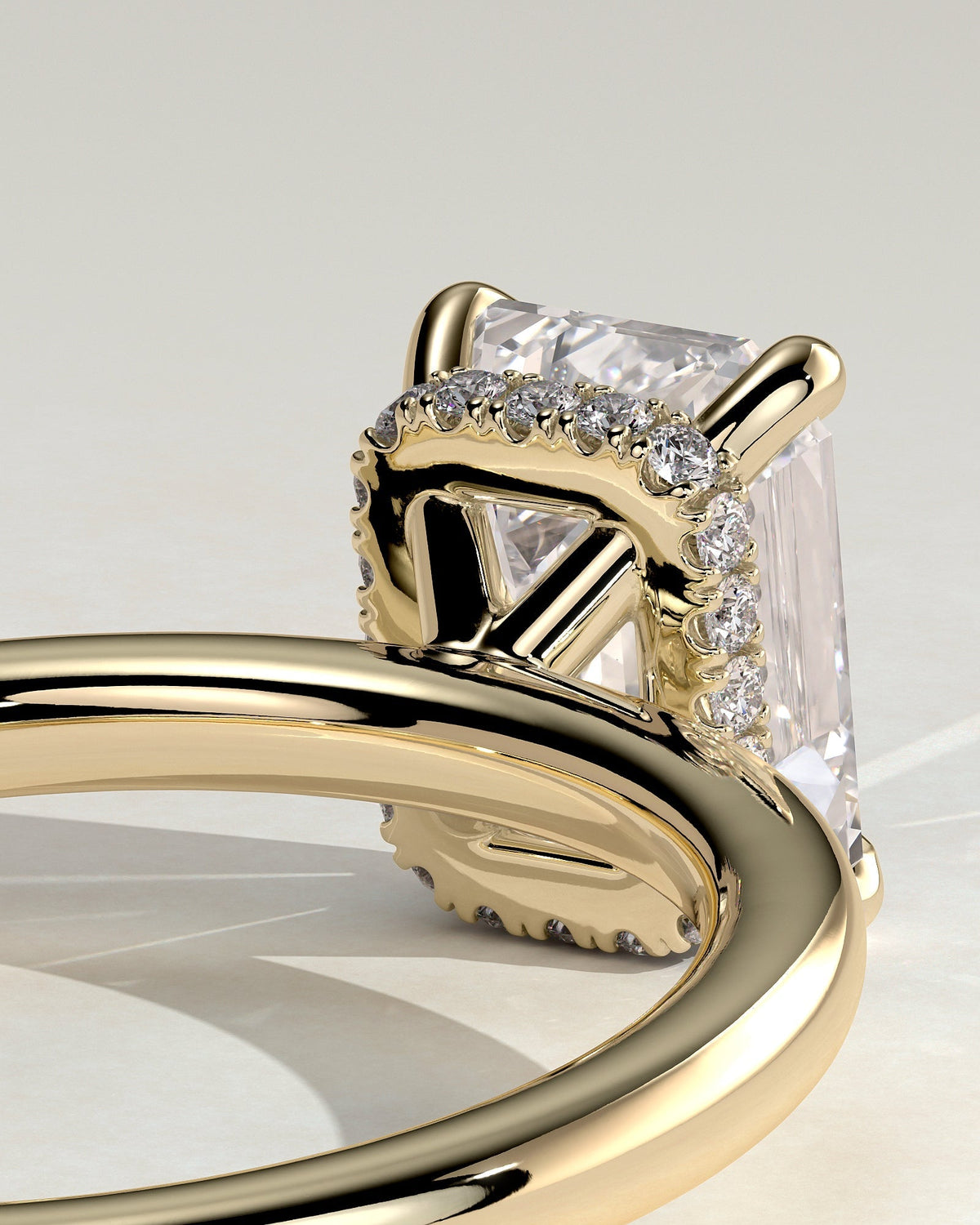 Emerald Hidden Halo Lab Grown Diamond Engagement Ring
