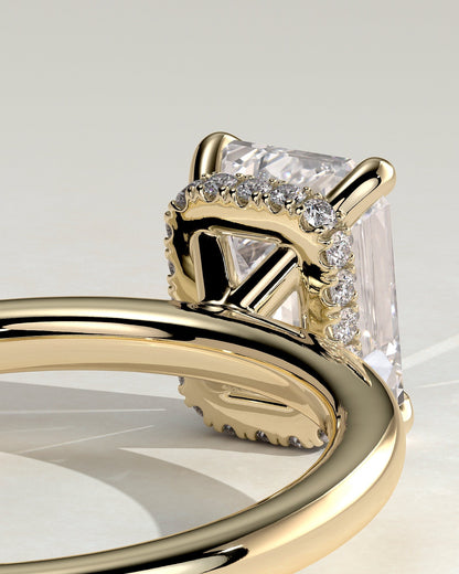 Emerald Hidden Halo Lab Grown Diamond Engagement Ring