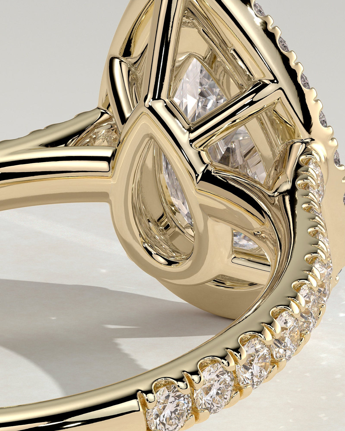 Pear Halo and Pave Lab Grown Diamond Engagement Ring