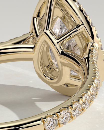 Pear Halo and Pave Lab Grown Diamond Engagement Ring