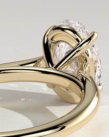 Oval Solitaire & Cathedral Lab Grown Diamond Engagement Ring