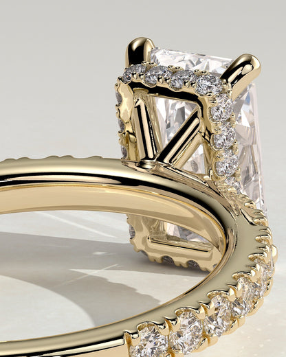 Radiant Hidden Halo and Pave Lab Grown Diamond Engagement Ring