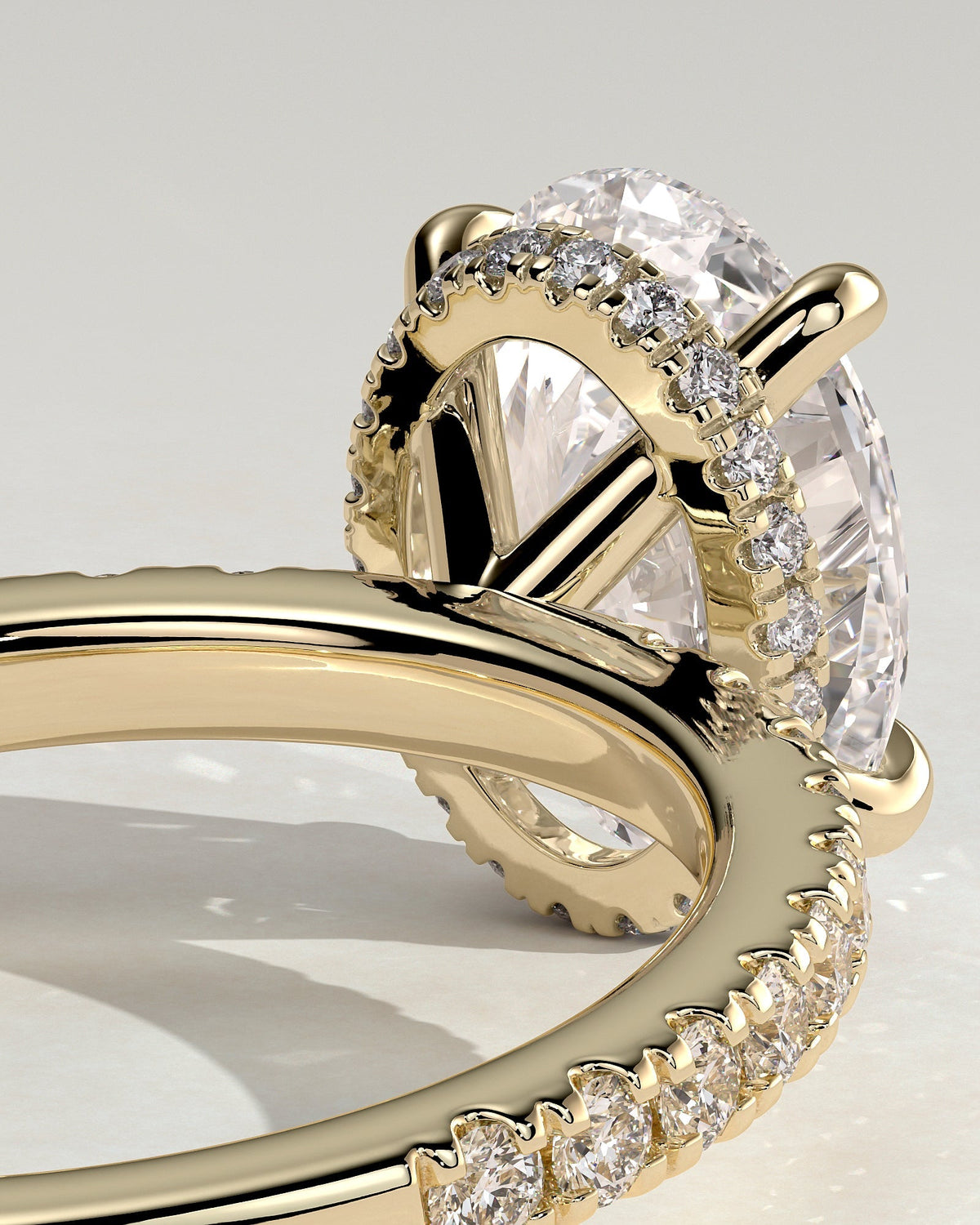Oval Hidden Halo and Pave Lab Grown Diamond Engagement Ring
