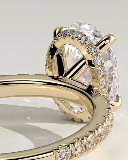 Oval Hidden Halo and Pave Lab Grown Diamond Engagement Ring