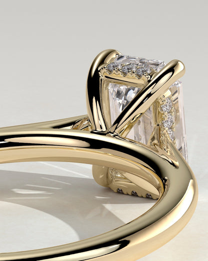 Emerald Cathedral & Hidden Halo Lab Grown Diamond Engagement Ring