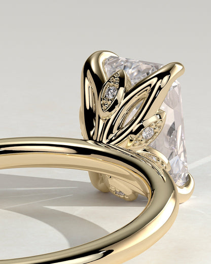 Emerald Solitaire With Tulip Prongs Lab Grown Diamond Engagement Ring