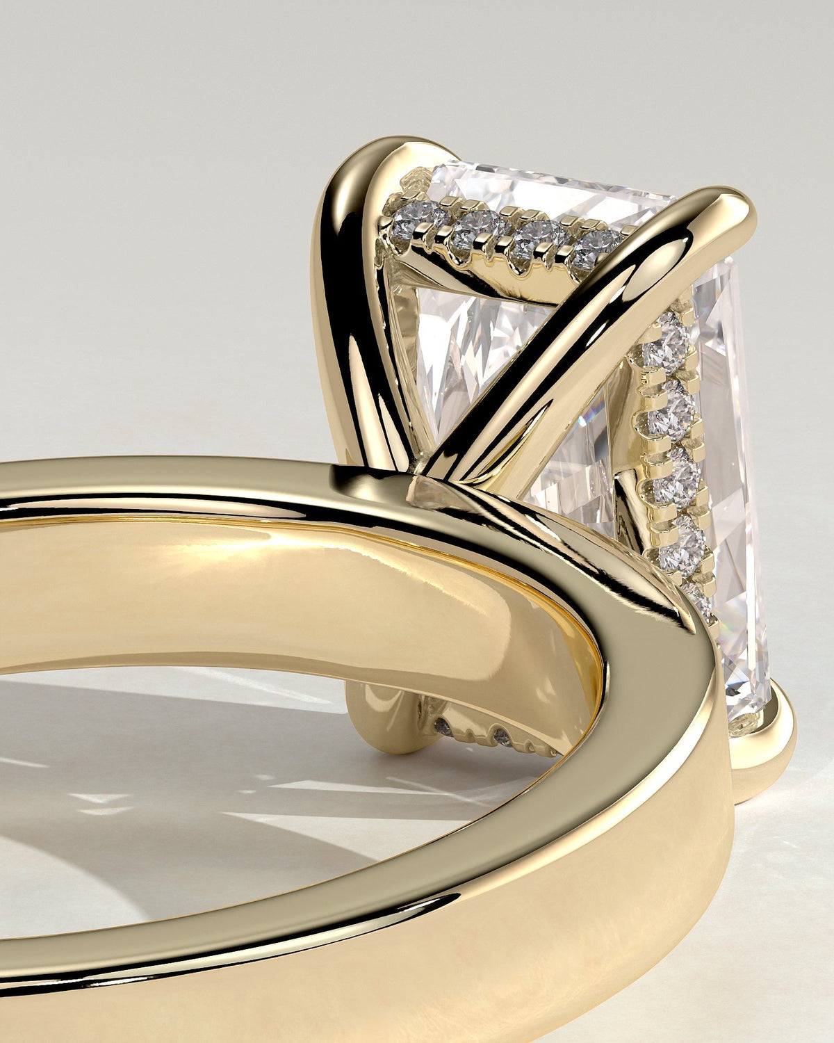 Radiant Bold Hidden Halo Lab Grown Diamond Engagement Ring
