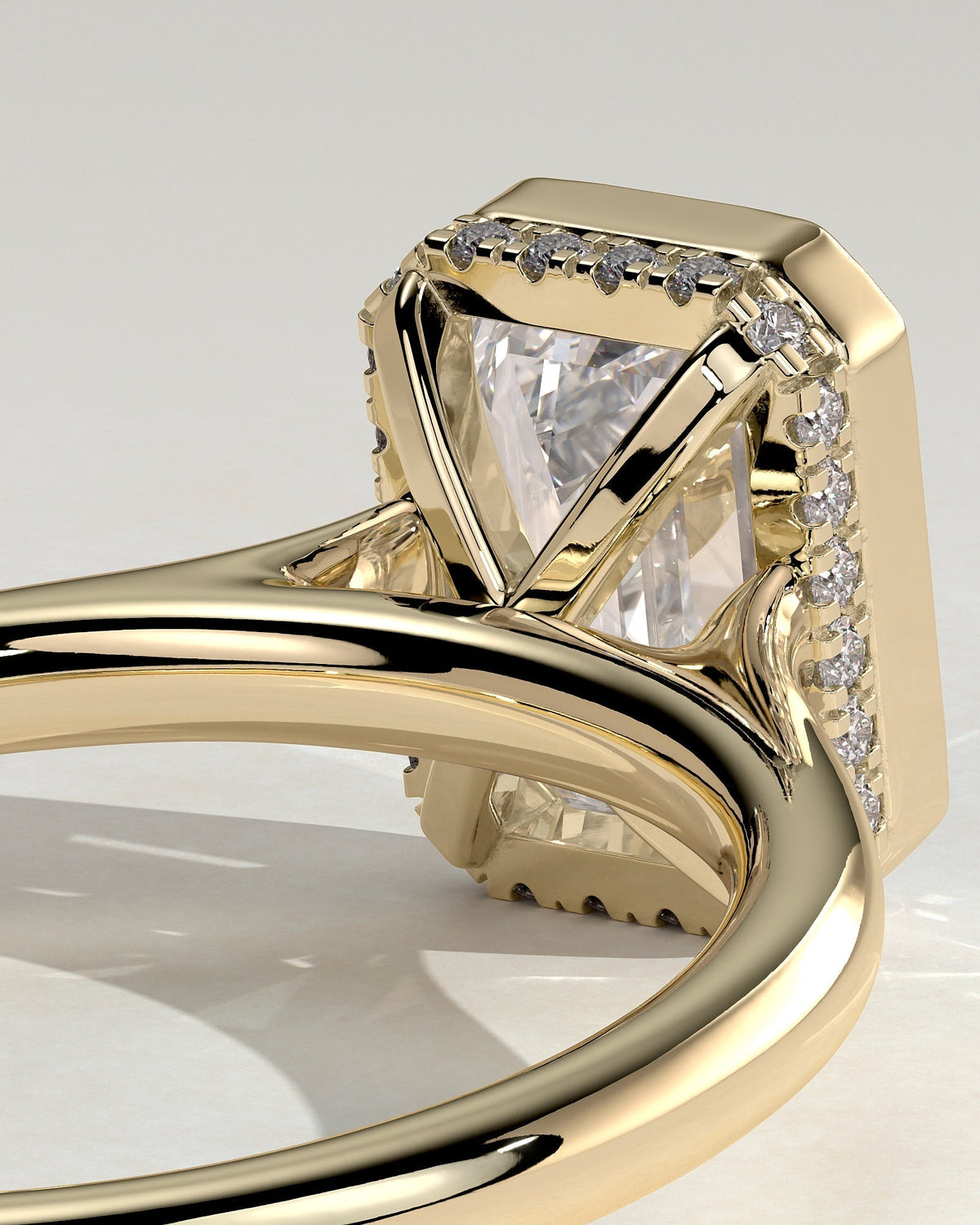 Emerald Bezel & Hidden Halo Lab Grown Diamond Engagement Ring