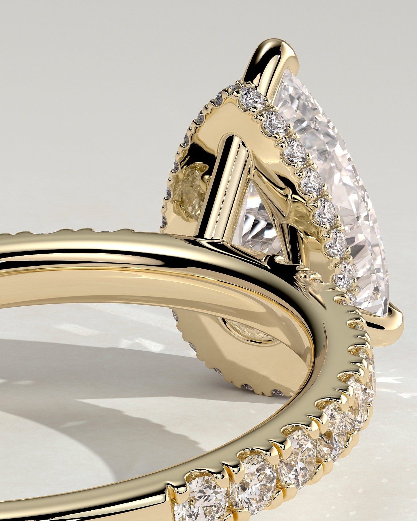 Pear Hidden Halo and Pave Lab Grown Diamond Engagement Ring