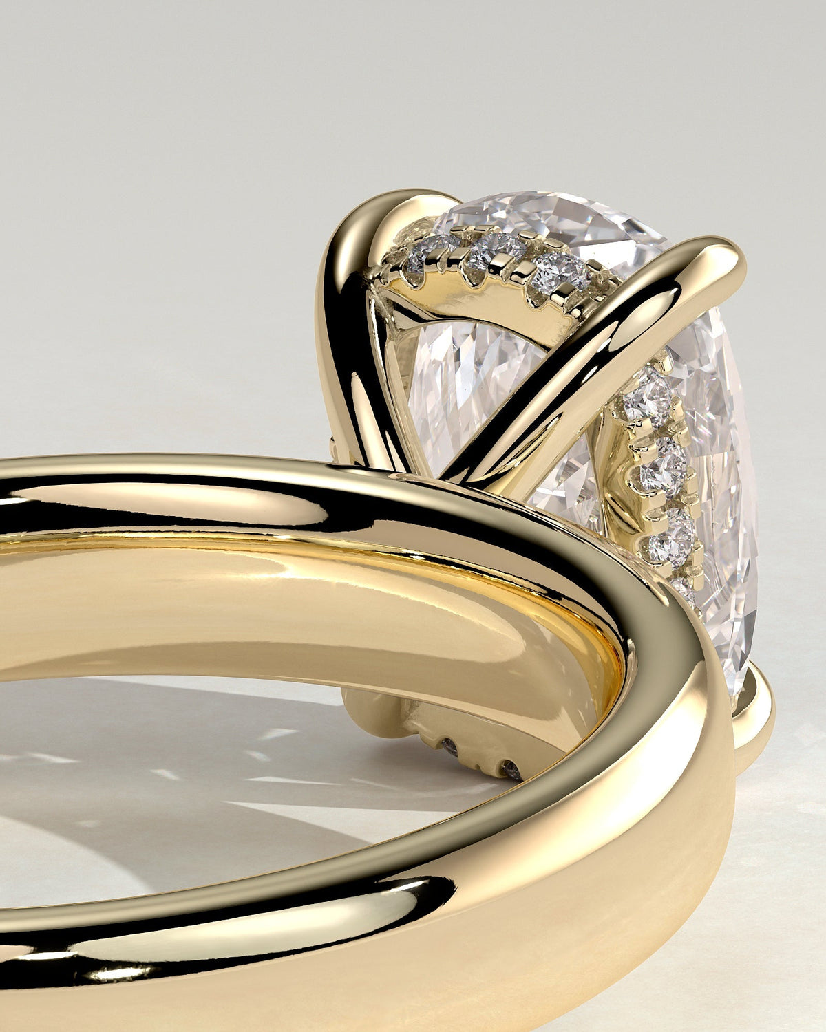 Elongated Cushion Hidden Halo Lab Grown Diamond Engagement Ring