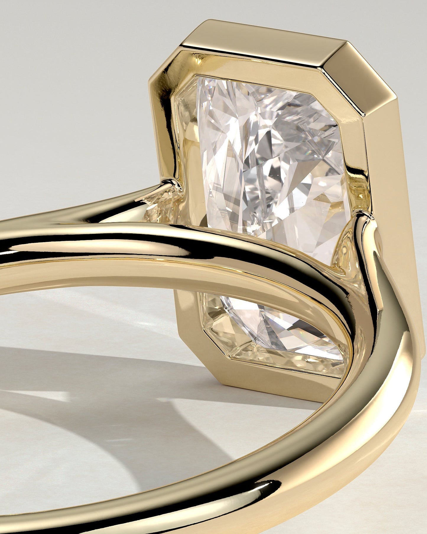 Radiant Bezel Solitaire Lab Grown Diamond Engagement Ring