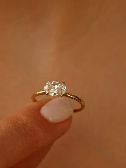 Marquise Cut Cluster Styled Lab Grown Diamond Engagement Ring