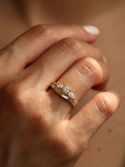 Marquise Cut Cluster Styled Lab Grown Diamond Engagement Ring