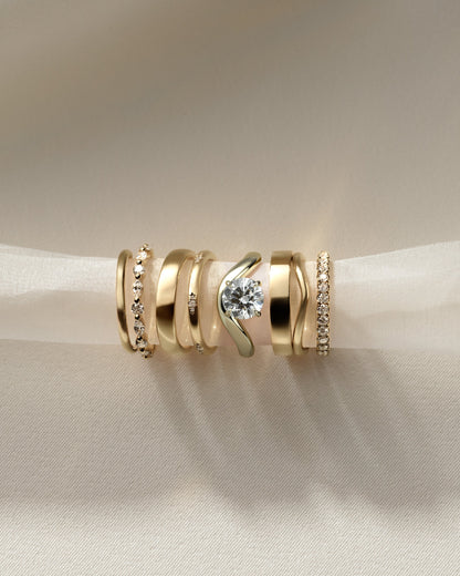 Round Waved Swirl Solitaire Lab Grown Diamond Engagement Ring