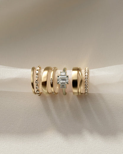 Emerald Three Stones Lab Grown Diamond Engagement Ring