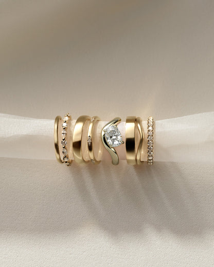 Elongated Cushion Swirl Solitaire Lab Grown Diamond Engagement Ring