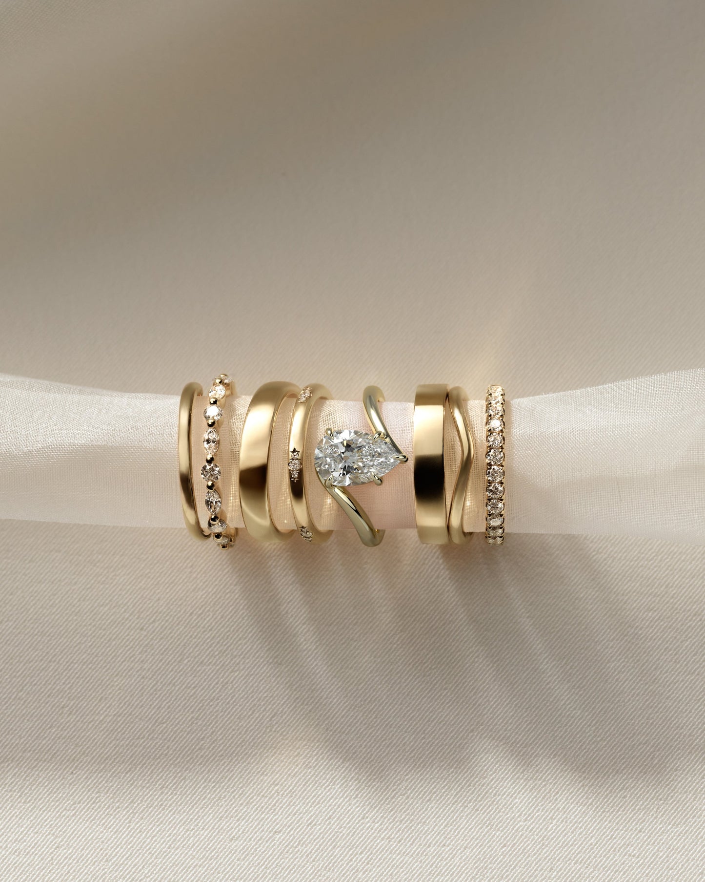 Pear Swirl Solitaire Lab Grown Diamond Engagement Ring