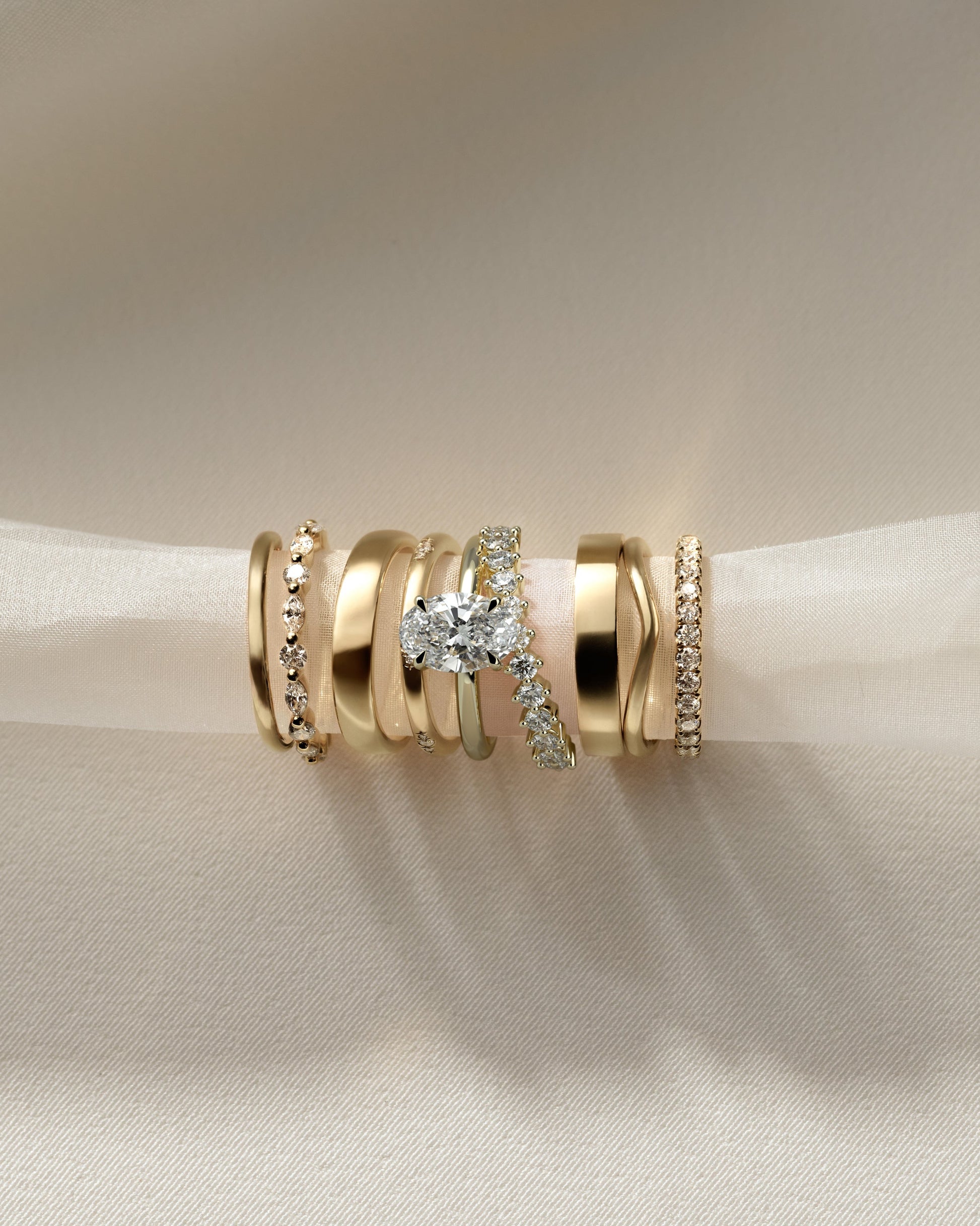 Oval Double Shank Tapered Pave Lab Grown Diamond Engagement Ring
