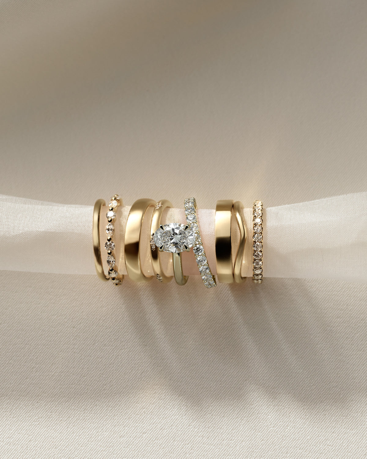 Oval Double Swirl Pave Shank Lab Grown Diamond Engagement Ring