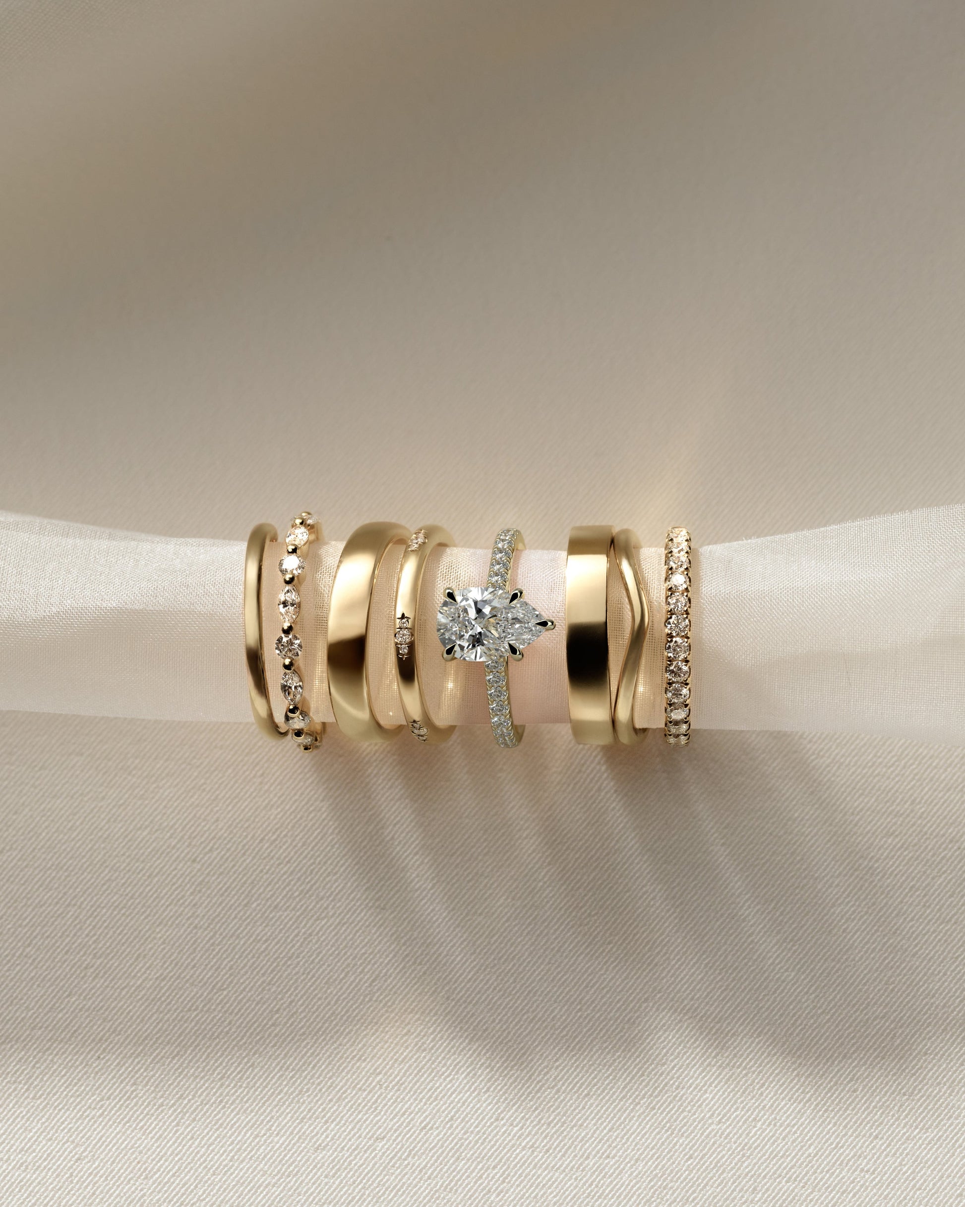 Pear Hidden Halo and Pave Lab Grown Diamond Engagement Ring