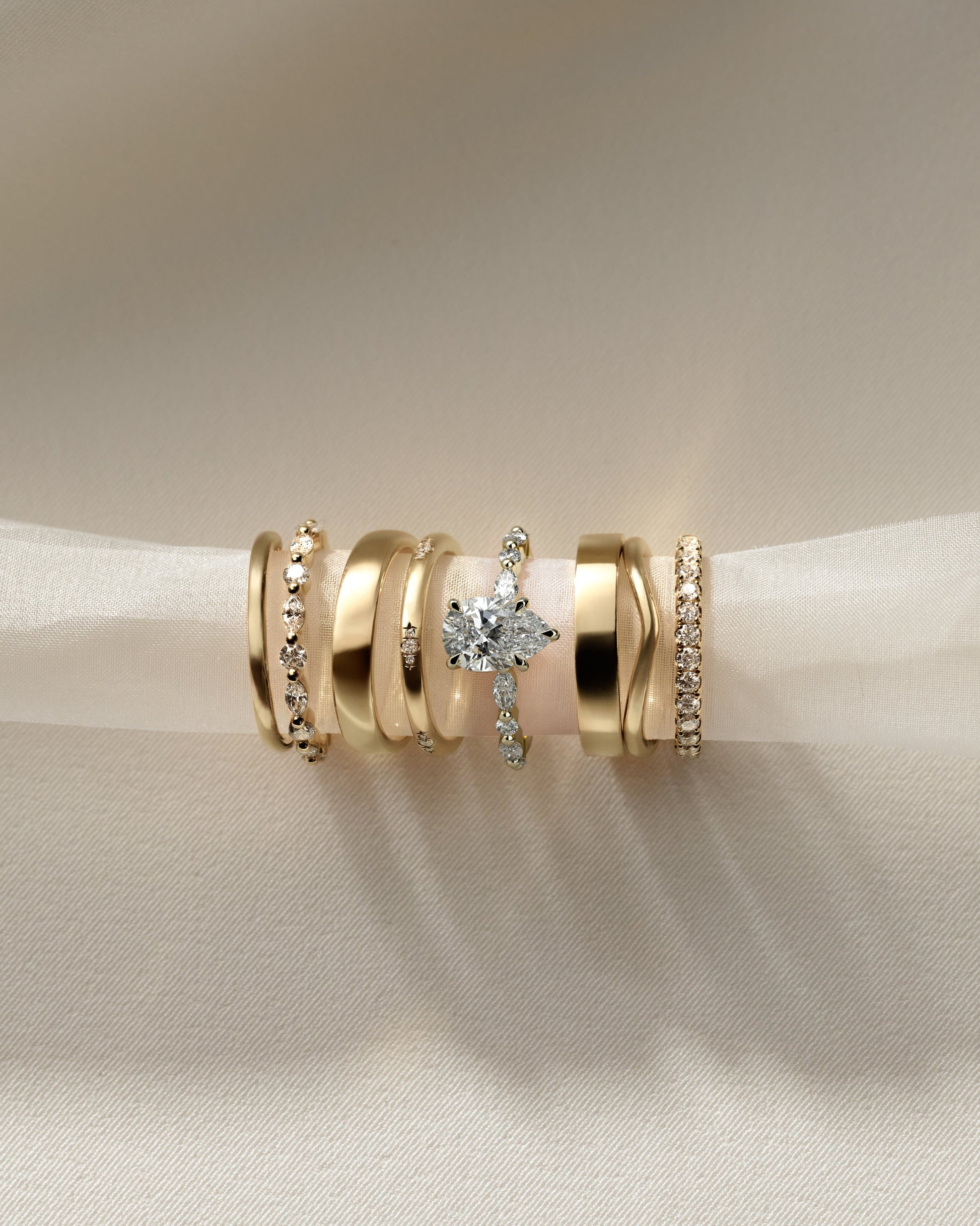 Pear Alternating Pave Lab Grown Diamond Engagement Ring