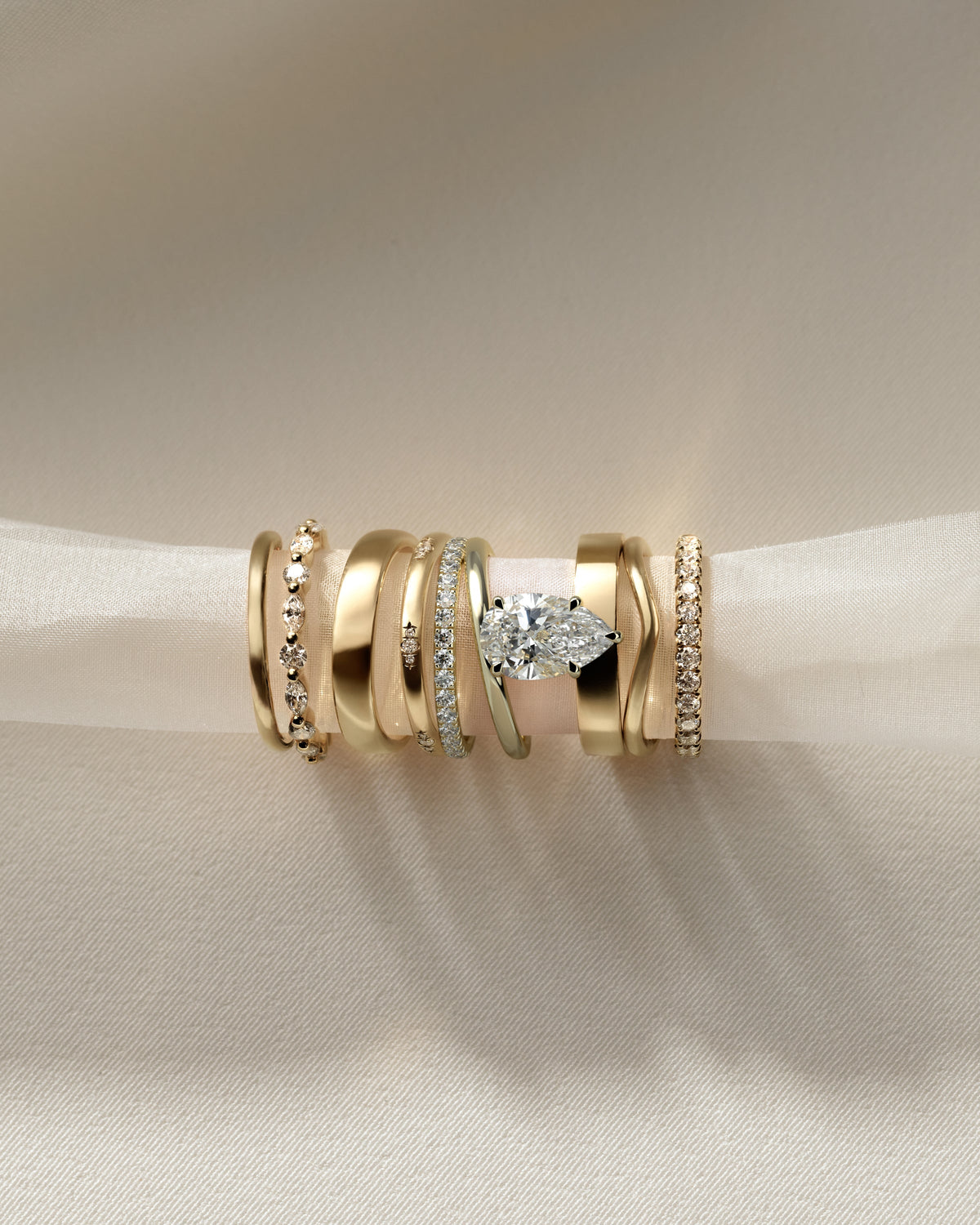 Pear Double Shank Pave Lab Grown Diamond Engagement Ring