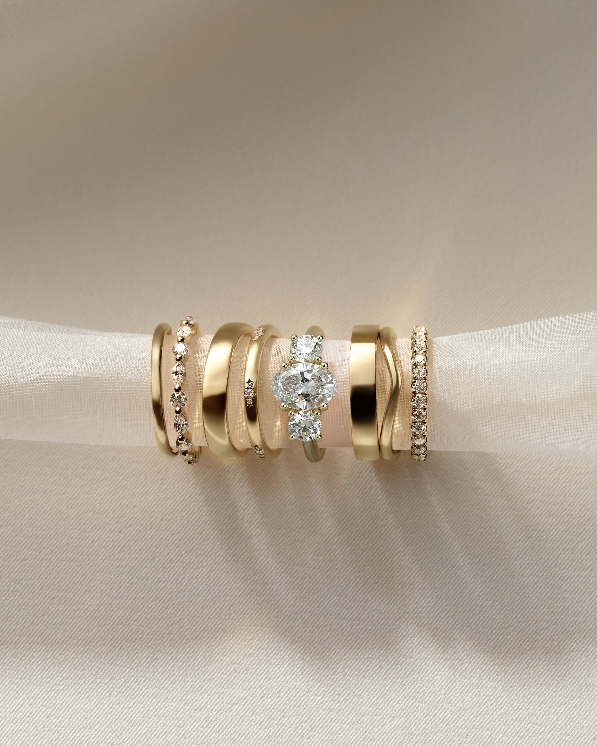 Oval Three Stones Lab Grown Diamond Engagement Ring
