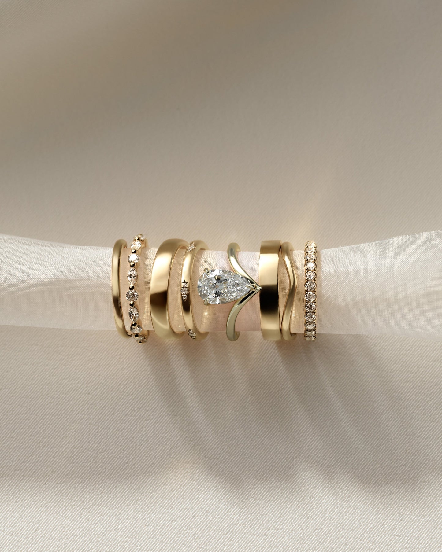 Pear Swirl Solitaire Lab Grown Diamond Engagement Ring