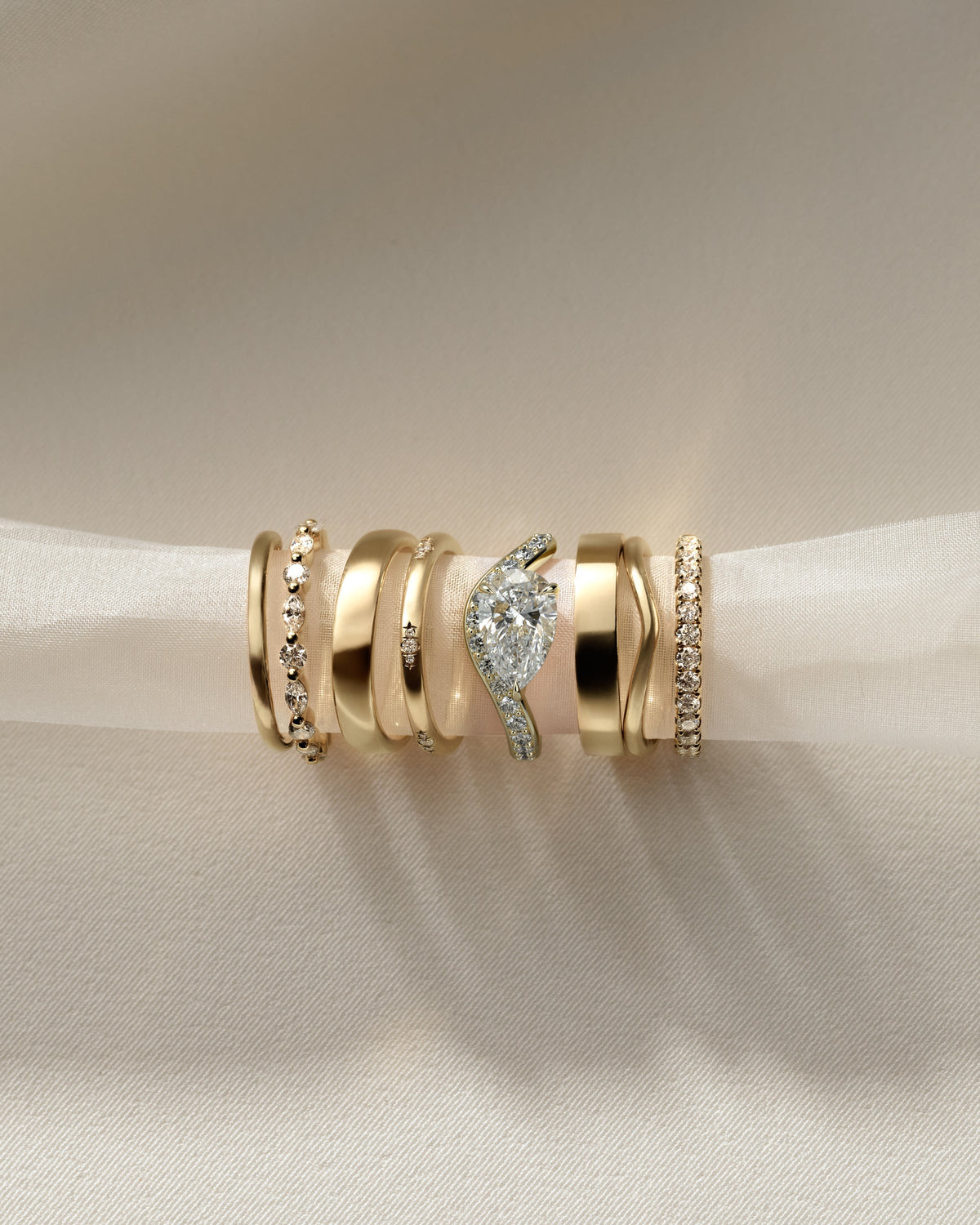 Pear Swirl East West Pave Lab Grown Diamond Engagement Ring