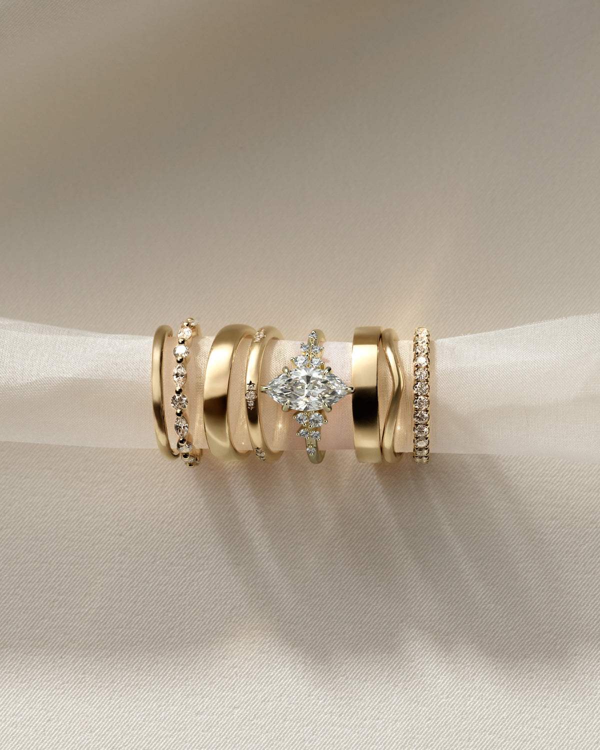 Marquise Cluster Lab Grown Diamond Engagement Ring