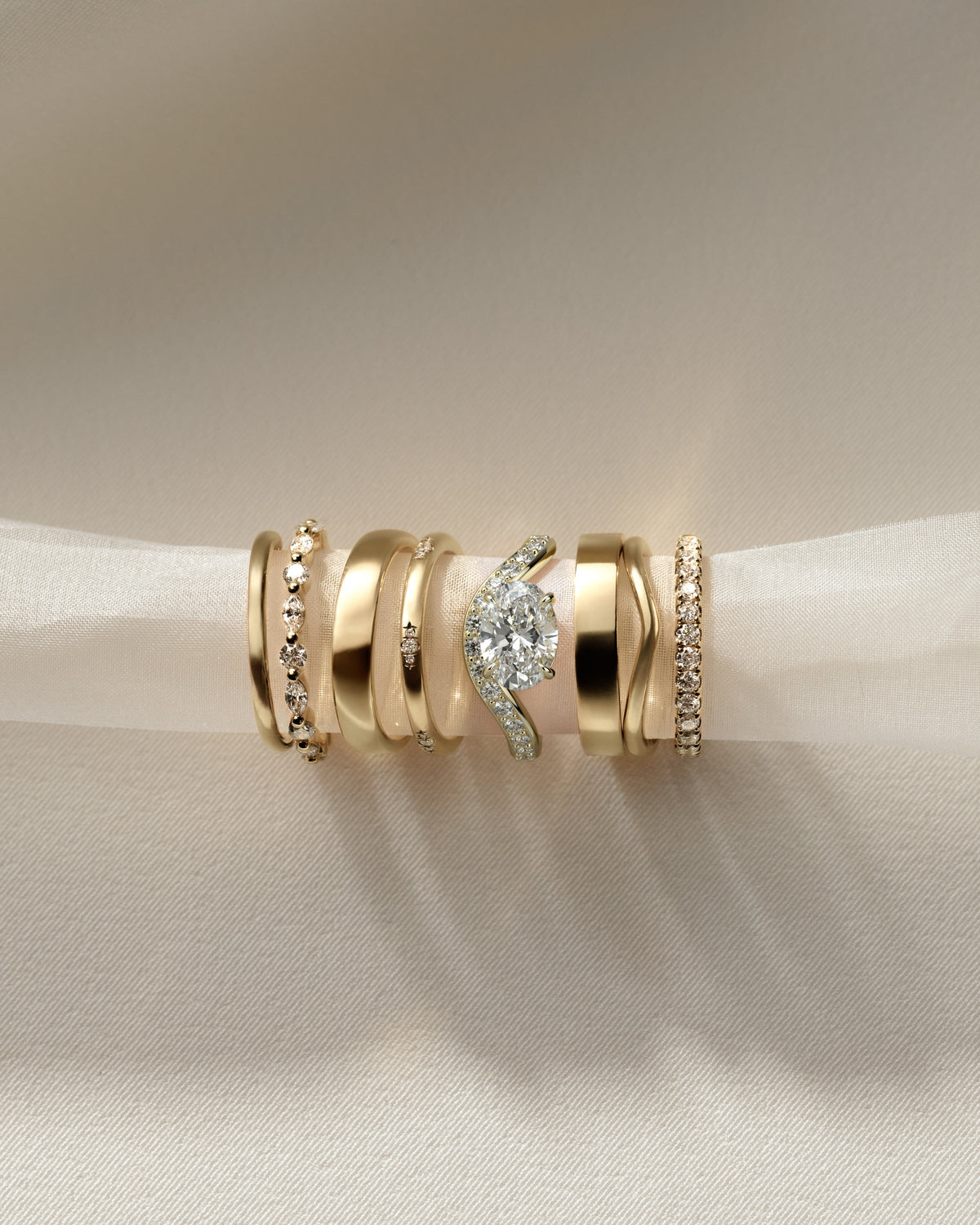 Oval Swirl Pave Lab Grown Diamond Engagement Ring
