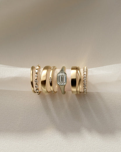 Emerald Signet Solitaire Lab Grown Diamond Engagement Ring