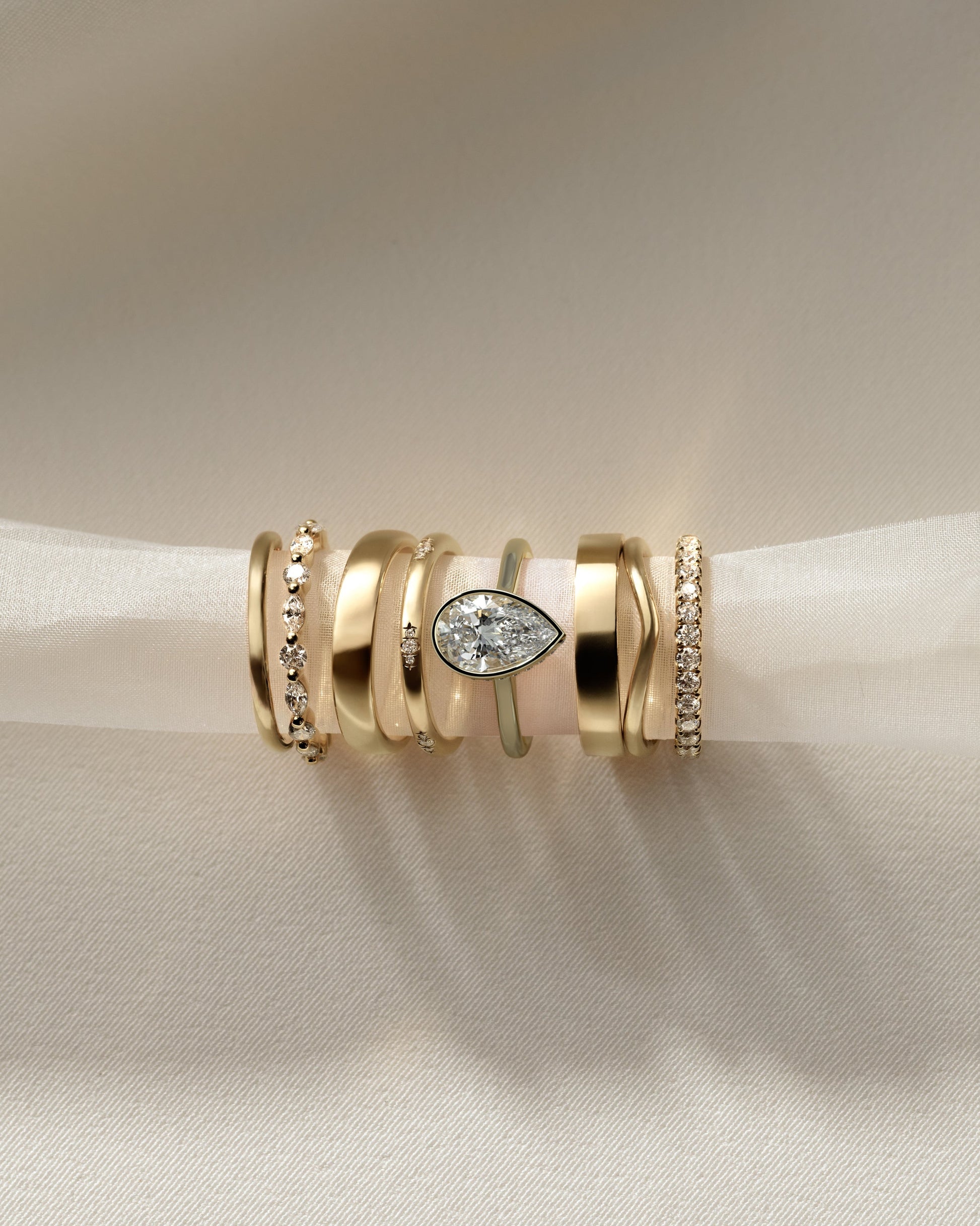 Pear Hidden Halo Bezel Lab Grown Diamond Engagement Ring