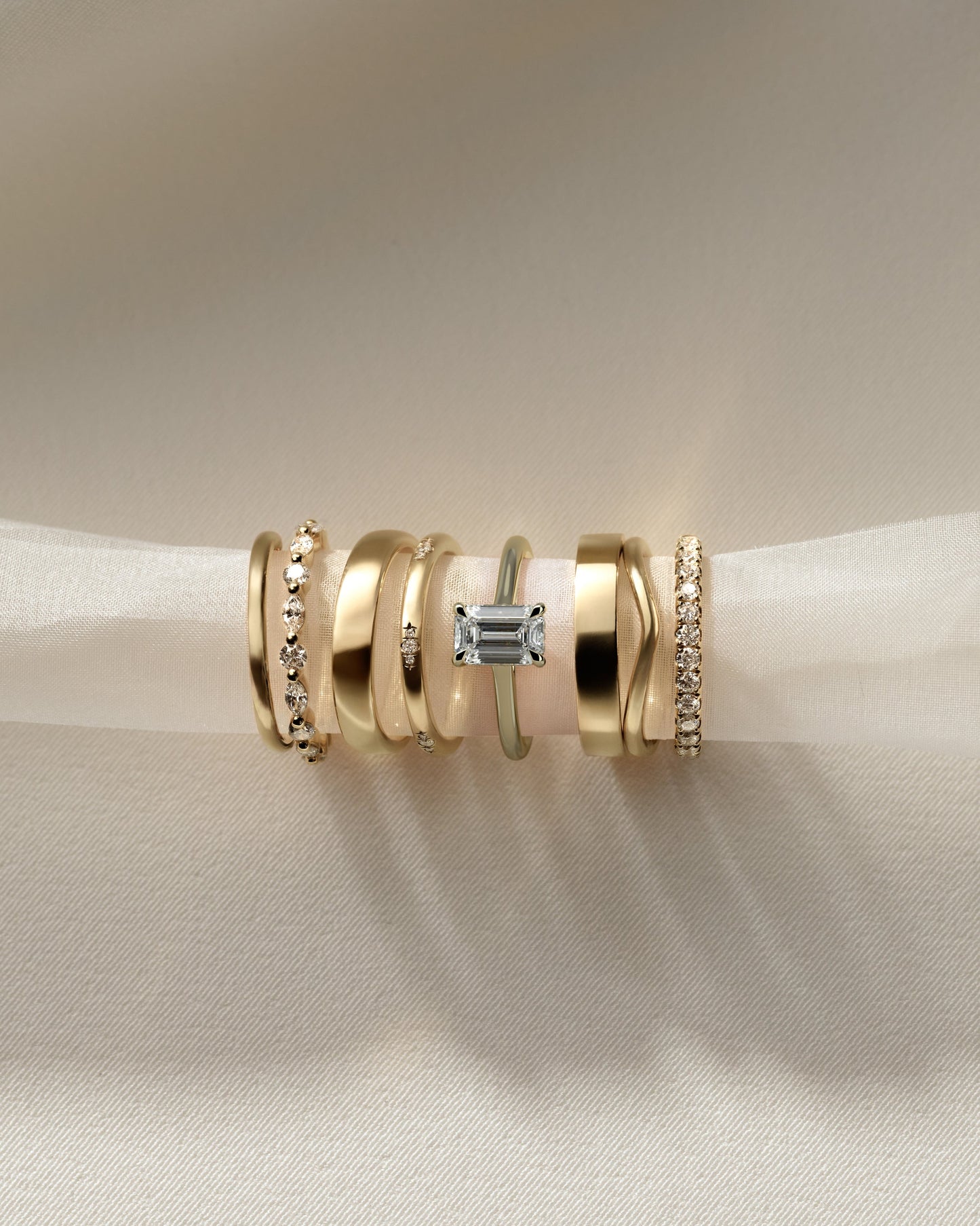Emerald Cathedral & Hidden Halo Lab Grown Diamond Engagement Ring